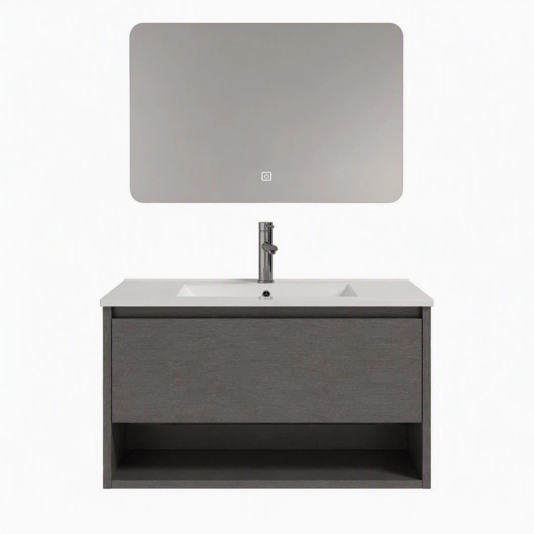 Mueble de Baño Nepal con Lavamanos 1 Cajón y Repisa Dark Grey 910x465x500 mm