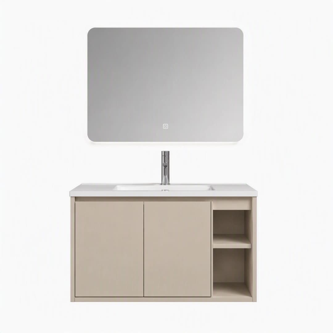 Mueble de Baño Nepal con Lavamanos 2 Puertas y Repisa Lateral Beige 710x465x500 mm