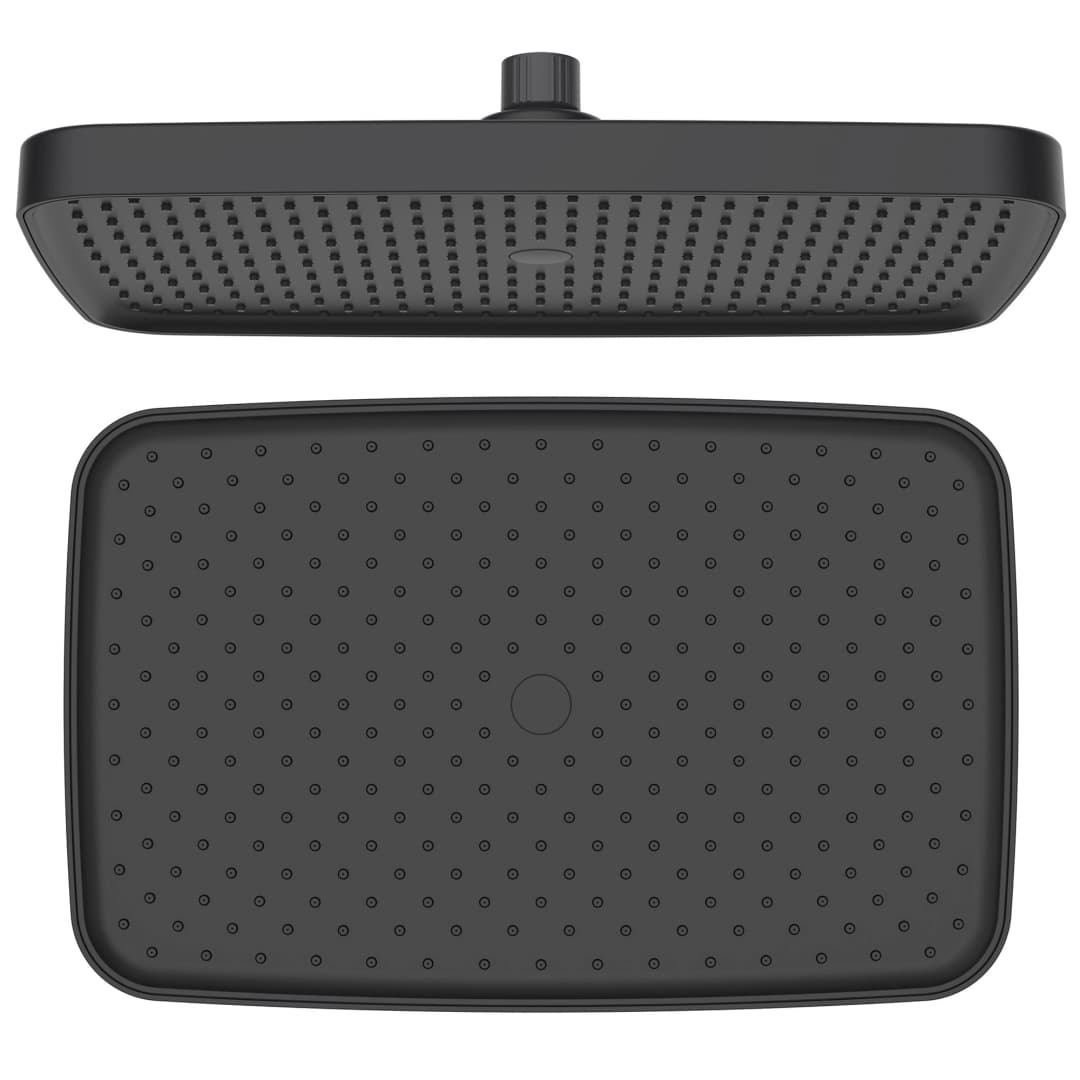 Plato Ducha Valenza Rectangular 31 cm 1 Jet Sin Brazo Negro Mate