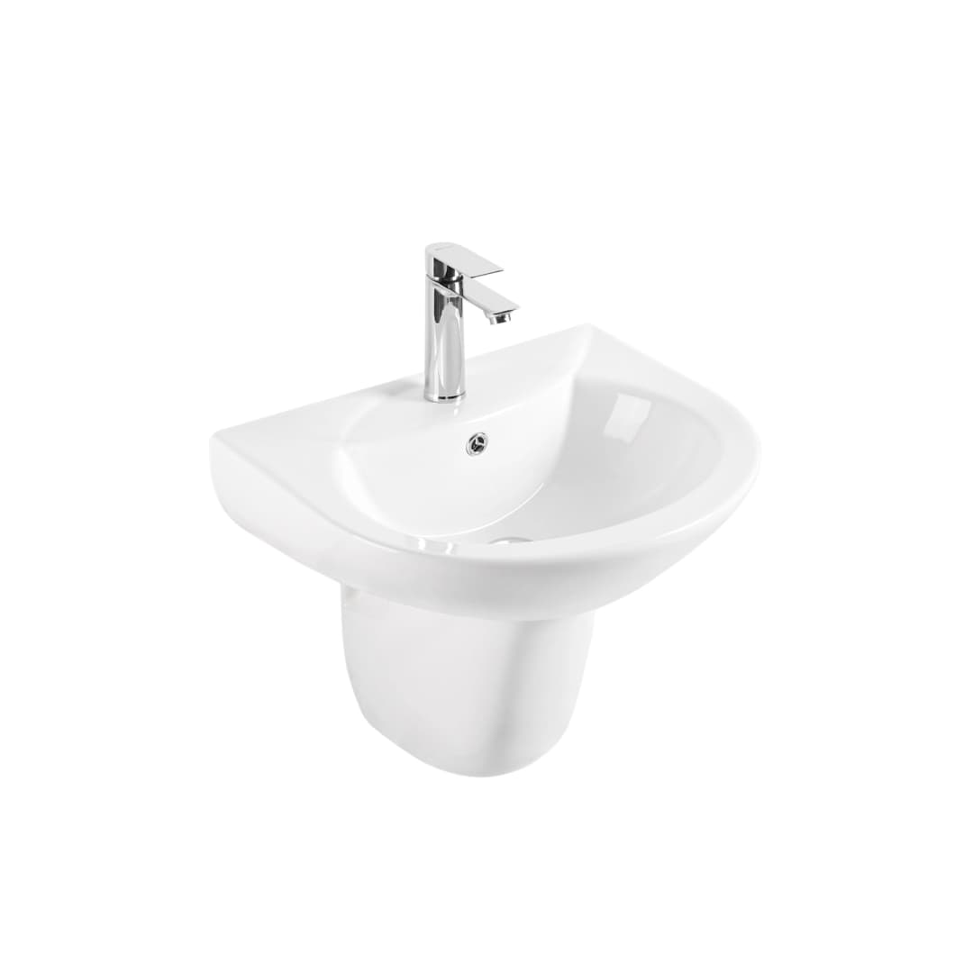 Lavamanos con Semipedestal Egeo 52 cm con Rebalse Blanco