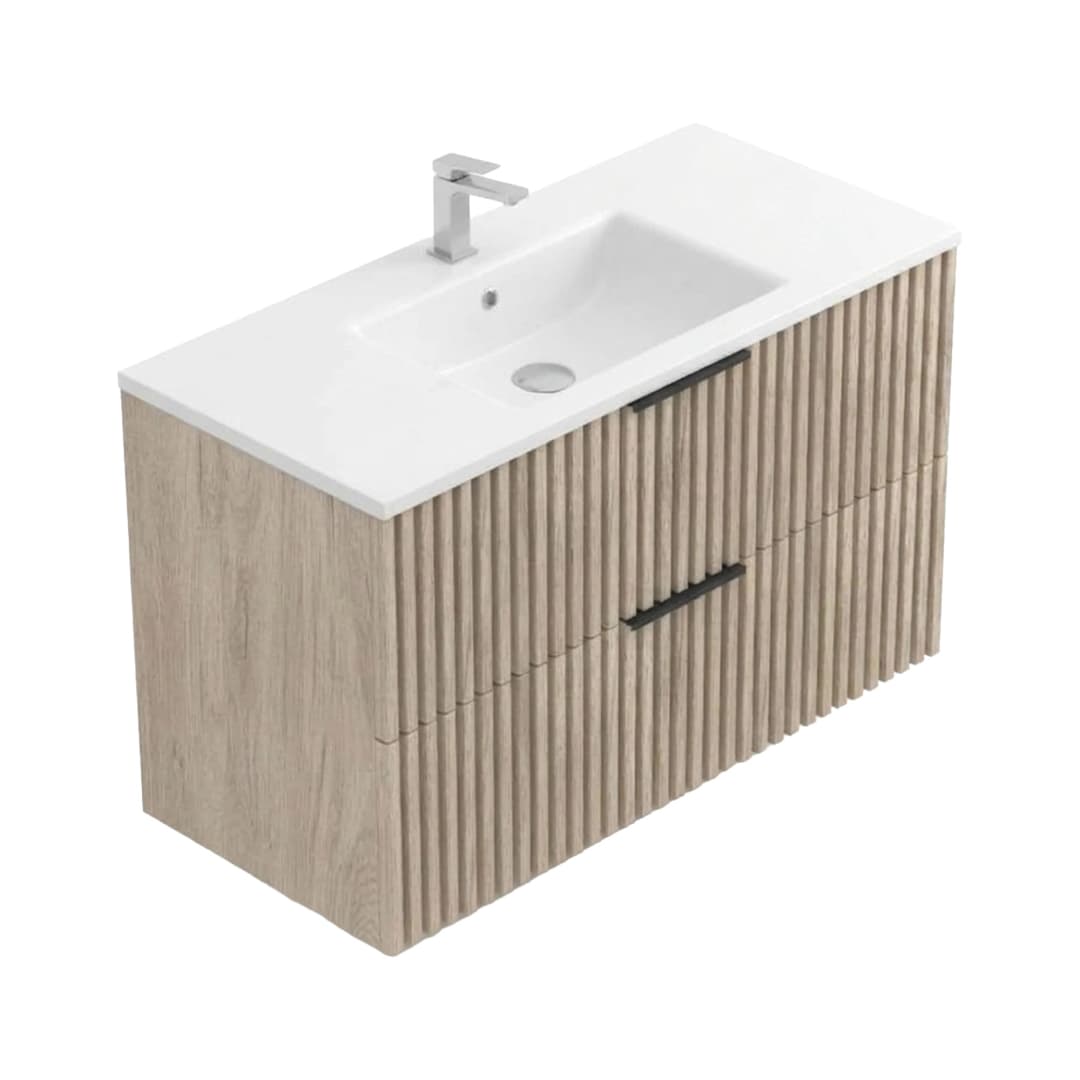 Mueble de Baño Amelia-N 1000 mm 2 Cajones Light Oak con Lavamanos