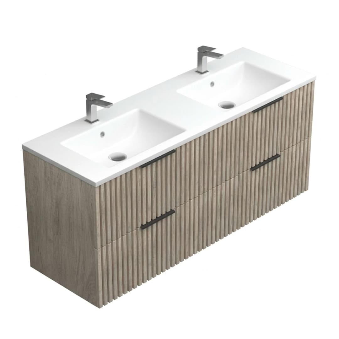 Mueble de Baño Amelia-N 1400 mm 4 Cajones Light Oak con Lavamanos Doble