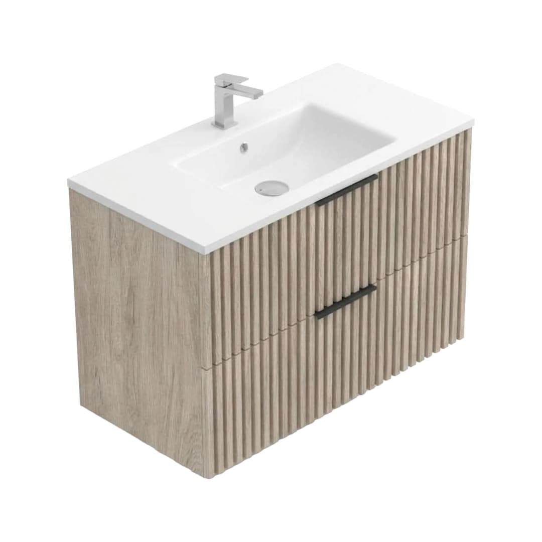 Mueble de Baño Amelia-N 900 mm 2 Cajones Light Oak con Lavamanos