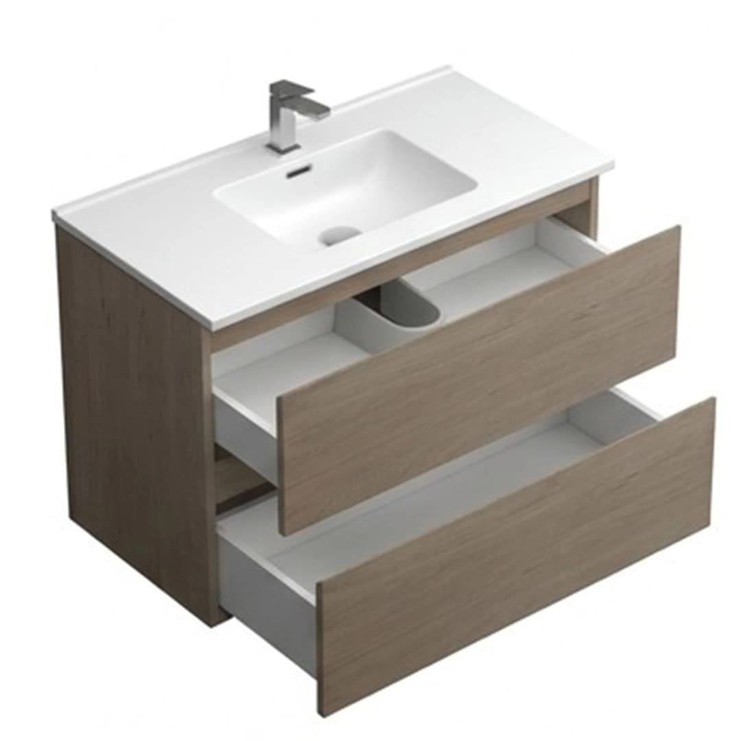 Mueble de Baño New Delfos 800 mm 2 Cajones Light Oak con Lavamanos