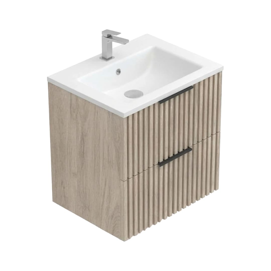 Mueble de Baño Amelia-N 600 mm 2 Cajones Light Oak con Lavamanos