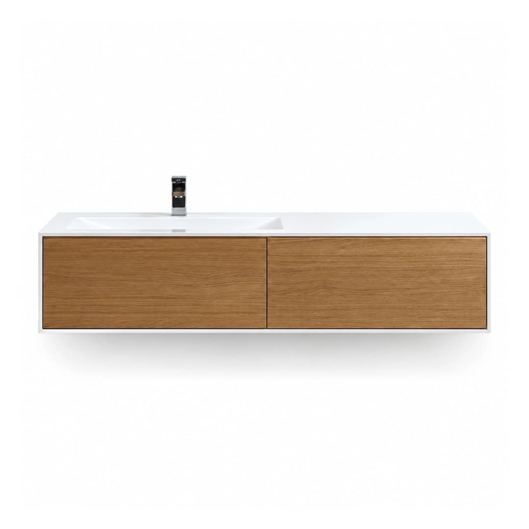 Mueble de Baño Sunset 1310 Teak con Lavamanos Blanco