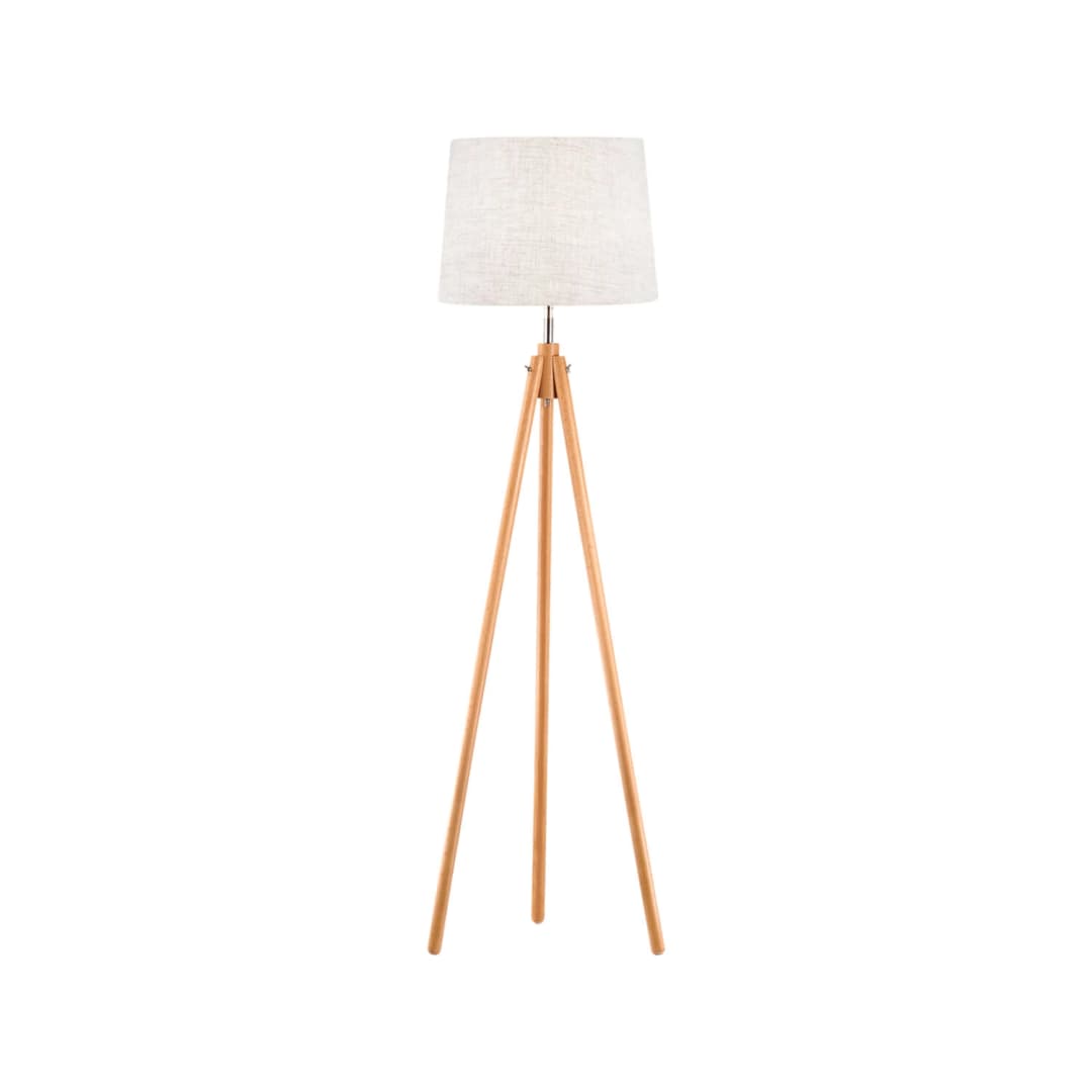 LÁMPARA DE PIE LED STUDIO NÓRDICA BLANCA / MADERA