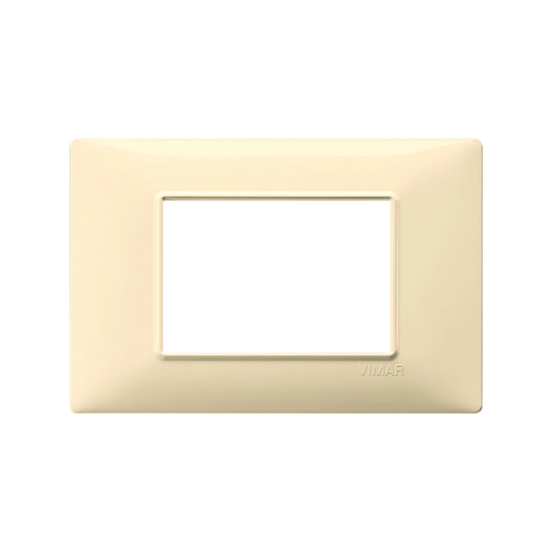 PLACA VIMAR PLANA TECNOPOLÍMERO 3 MÓDULOS CREMA (14653.04)