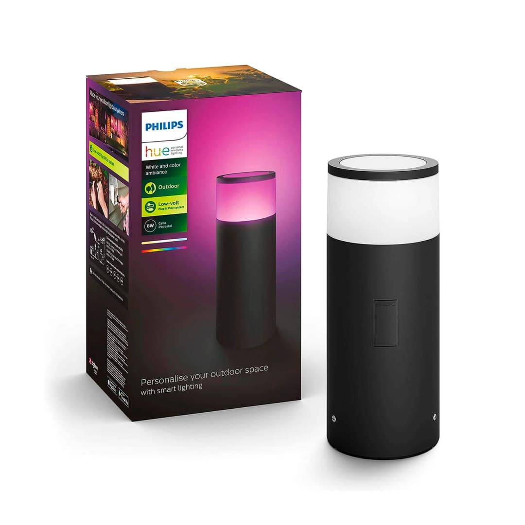 BOLLARD PHILIPS HUE CALLA 8W LUZ RGB Y CÁLIDA (2000K) A FRÍA (6000K) IP65 NEGRO (915005630301)
