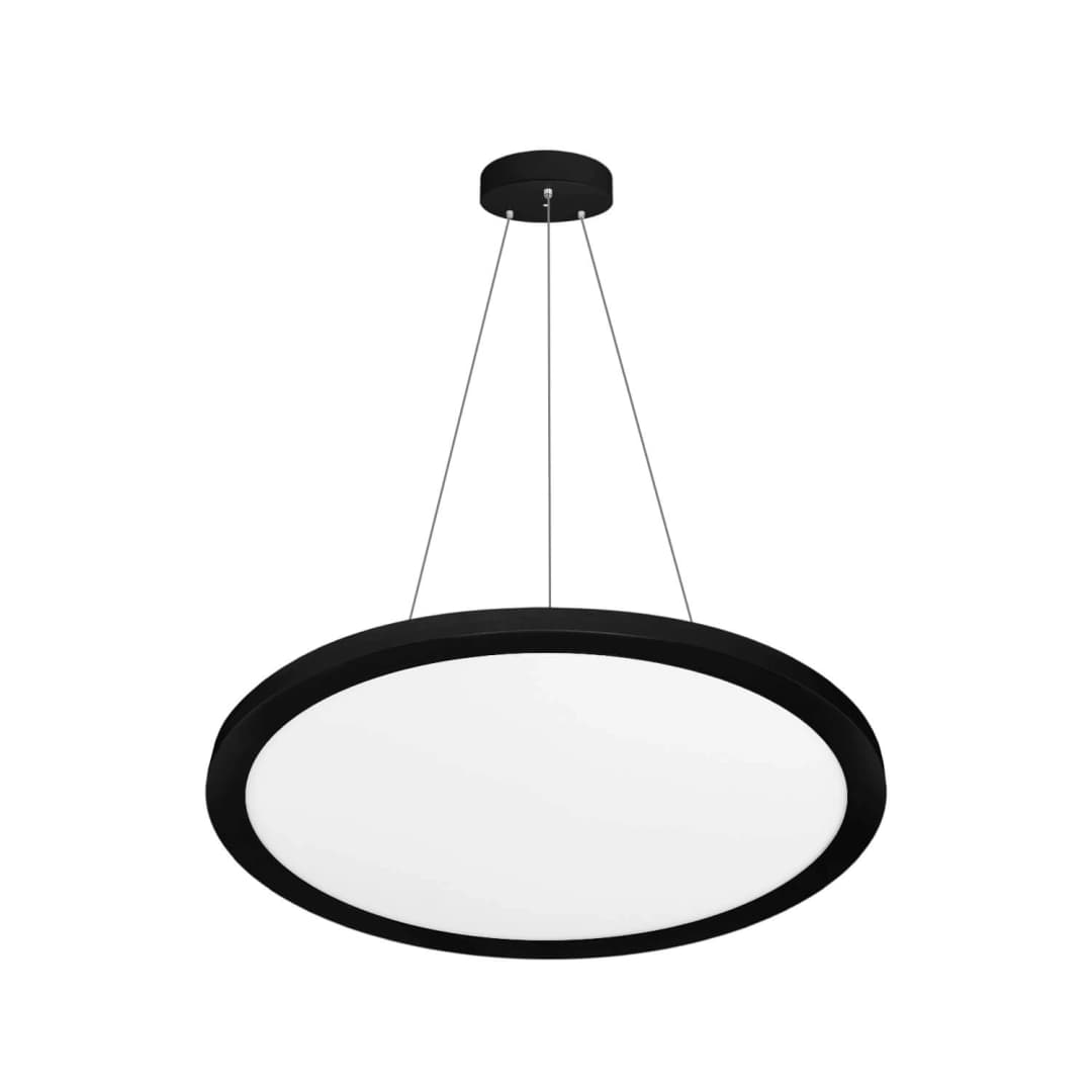 PLAFÓN COLGANTE LED STUDIO REDONDO 40W LUZ CÁLIDA (3000K) A FRÍA (6500K) (CCT) IP42 Ø50X2.5CM NEGRO