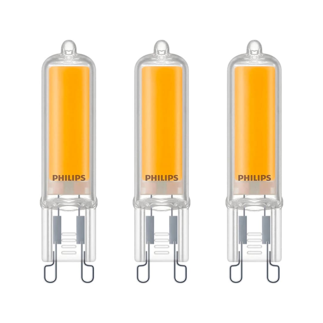 KIT 3 AMPOLLETAS G9 PHILIPS BI-PIN 3.2W LUZ CÁLIDA (2700K) AMARILLA (929002326511)