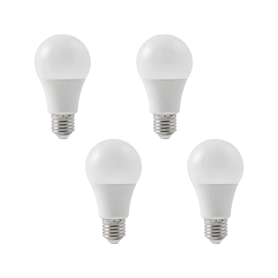 KIT DE 4 AMPOLLETAS A60 LED STUDIO 7W LUZ CÁLIDA (3000K) BLANCA