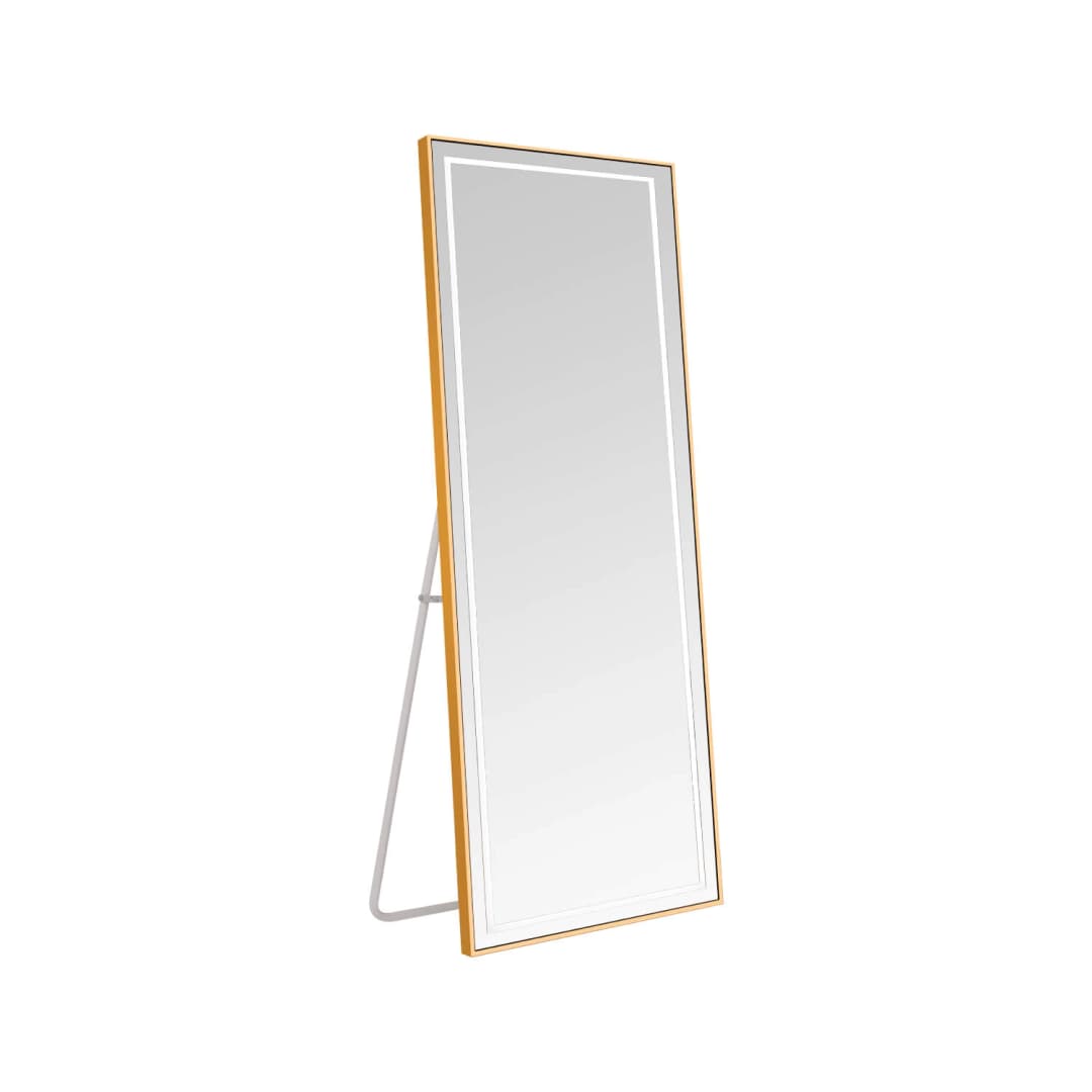 ESPEJO LED STUDIO RECTANGULAR VERTICAL CON ILUMINACIÓN FRONTAL TOUCH 25W CCT 1750LM 60X170CM DORADO
