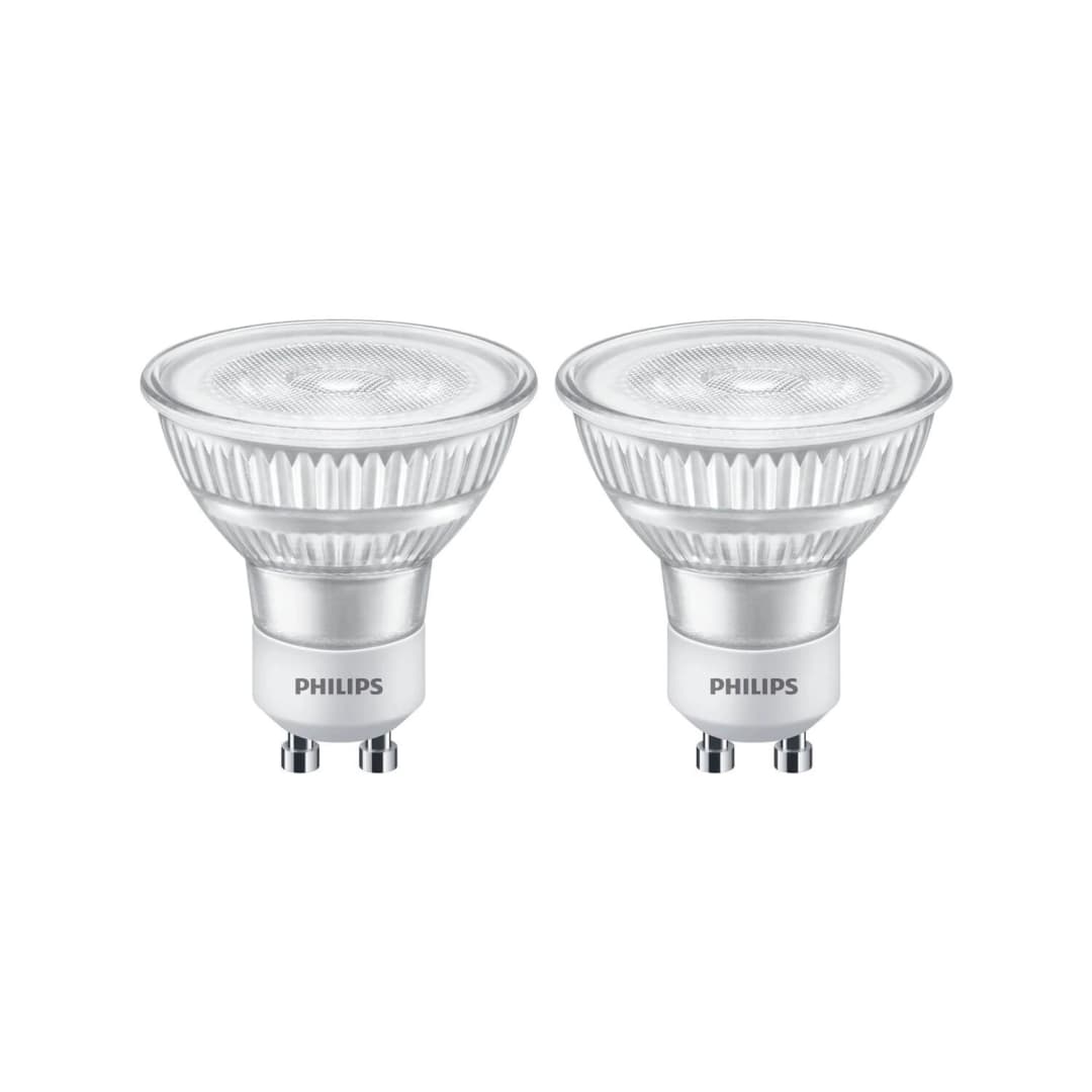 KIT 2 AMPOLLETAS GU10 PHILIPS DICROICA LED ESSENTIAL 4W LUZ CÁLIDA (2700K) BLANCA (929002350372)