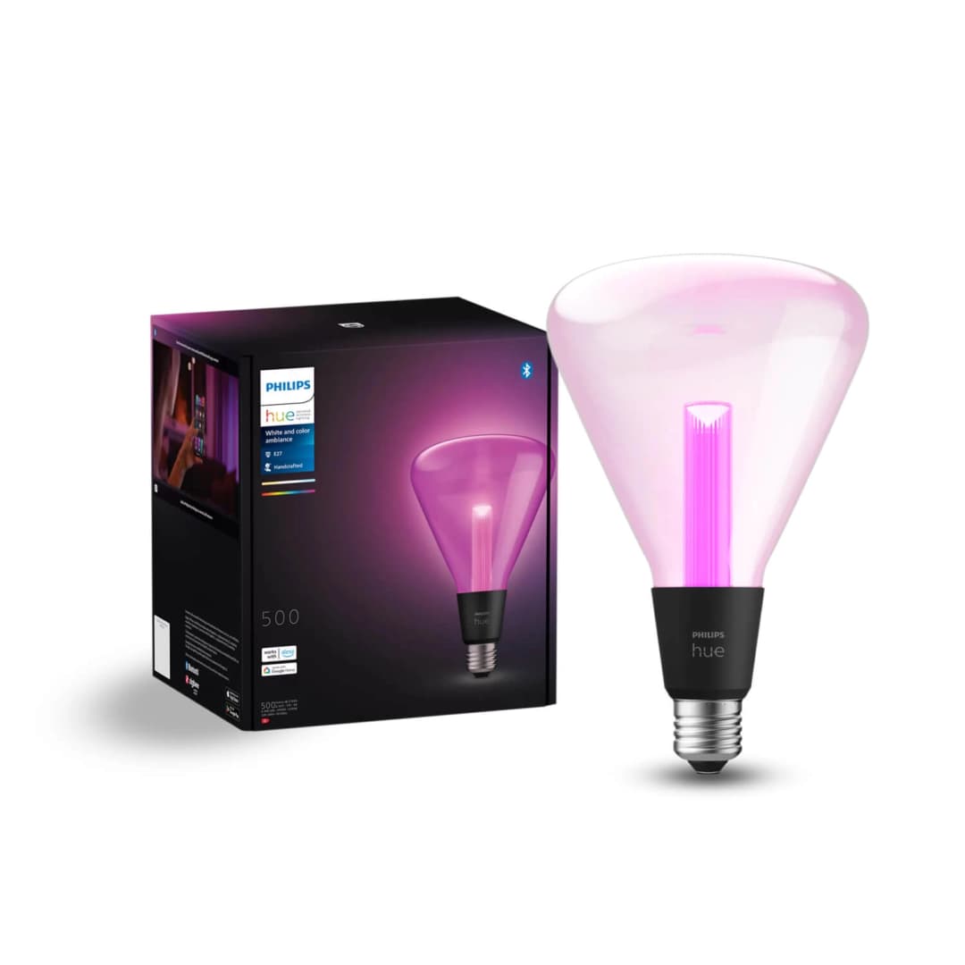AMPOLLETA INTELIGENTE E27 PHILIPS HUE TRIANGULAR XL 6.8W LUZ RGB Y CÁLIDA (2000K) A FRÍA (6000K) NEGRO TRANSPARENTE (929003151402)