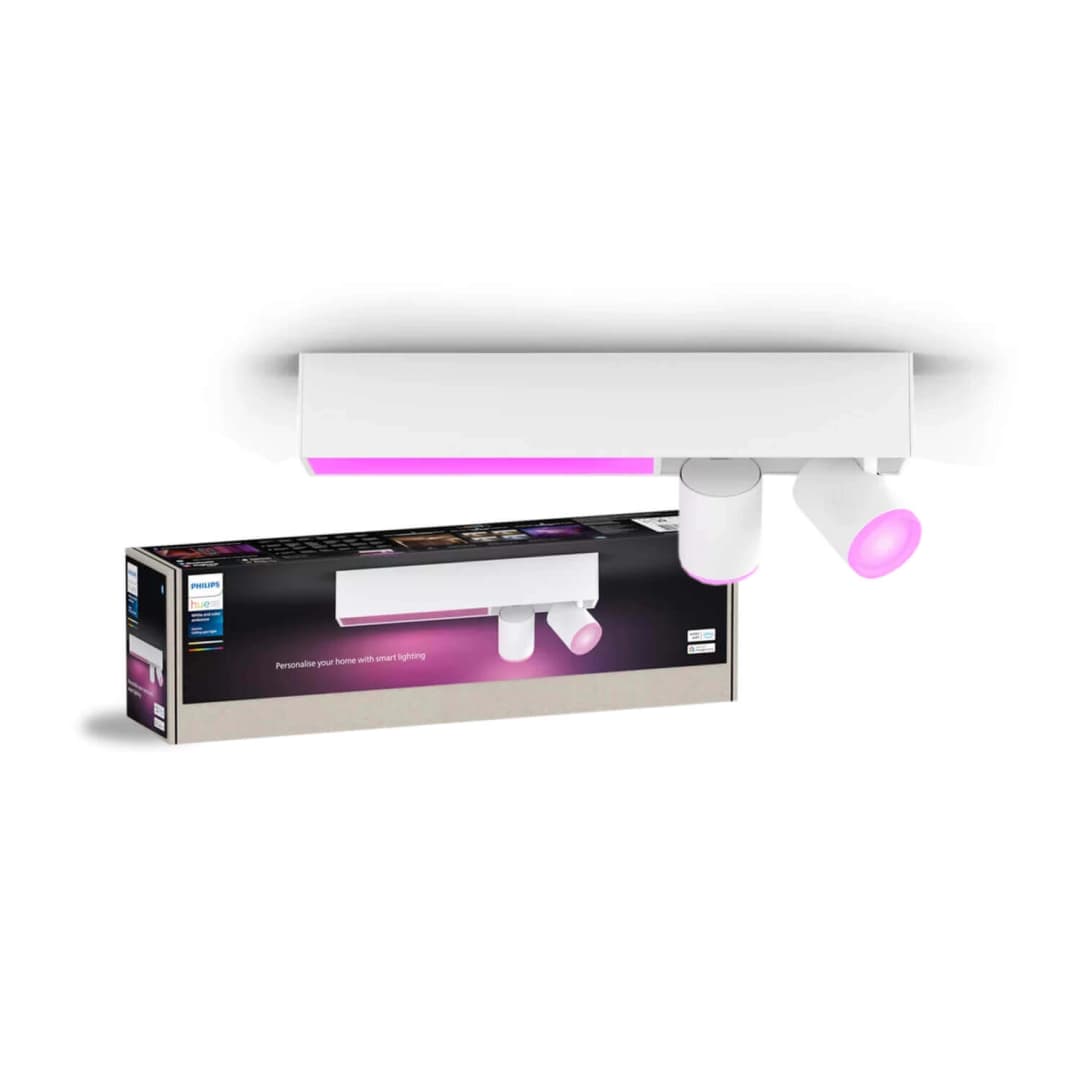 APLIQUÉ PHILIPS HUE CENTRIS DE DOS FOCOS 4.2W LUZ RGB Y CÁLIDA (2000K) A FRÍA (6000K) H12.8 8.5X40.8 CM BLANCO (929003808501)