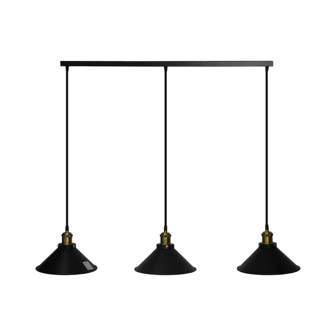SET 3 LÁMPARAS COLGANTES LED STUDIO NEGRAS (SIN AMPOLLETAS E27) NEGRO