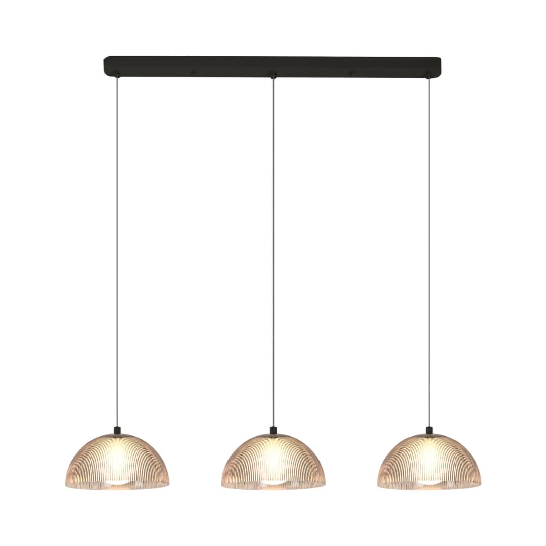 LÁMPARA COLGANTE LED STUDIO VALENTINA TRIPLE 24W LUZ CÁLIDA (3000K) GRIS AHUMADO