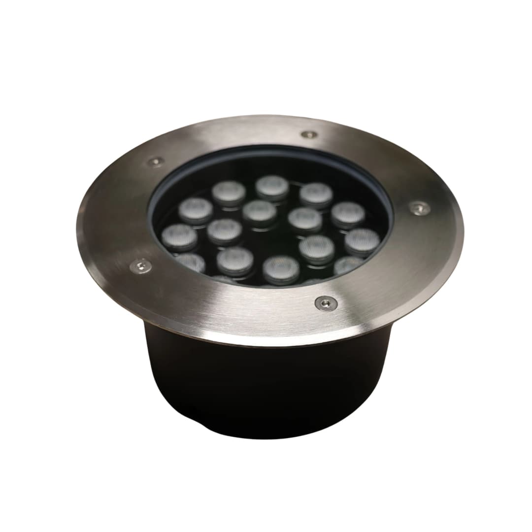 EMBUTIDO DE PISO LED STUDIO REDONDO COB 18W LUZ CÁLIDA (3000K) IP67 ALUMINIO