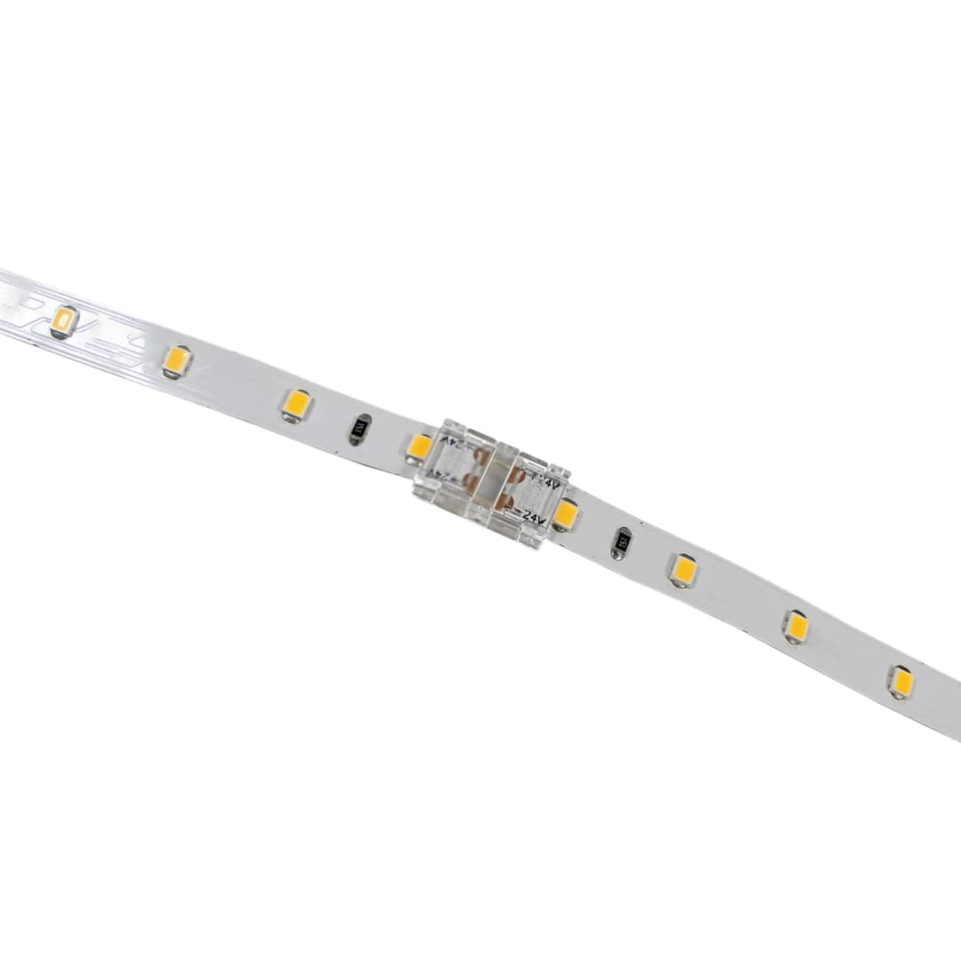 CONECTOR REMOVIBLE RECTO LED STUDIO TIPO CLIP PARA CINTA CONTINUA TRANSPARENTE 8MM TRANSPARENTE
