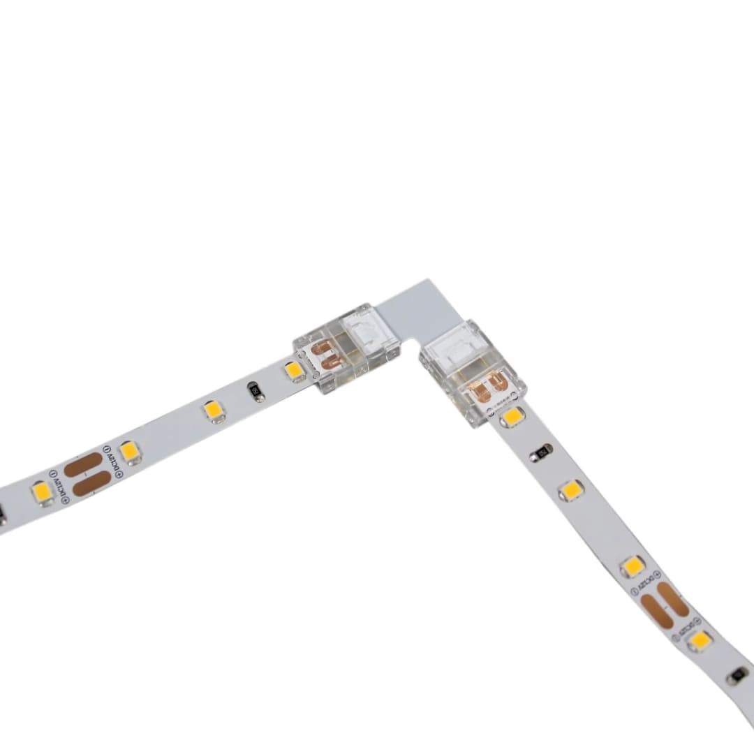 CONECTOR REMOVIBLE L 90° LED STUDIO TIPO CLIP PARA CINTA TRANSPARENTE 10MM TRANSPARENTE